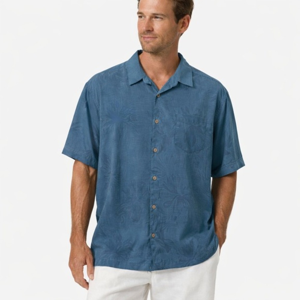Havanera‎ Tropical Button Down Shirt Mens XXL Blue